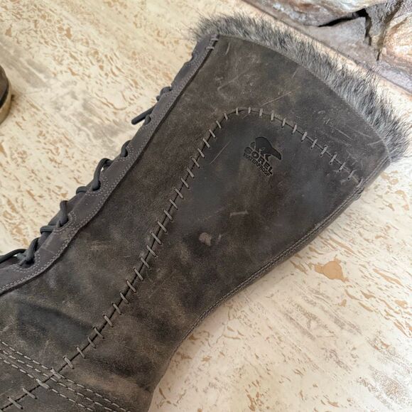 Sorel Cate the Great women’s lace up faux fur boots winter wear cozy outdoors - Picture 11 of 16